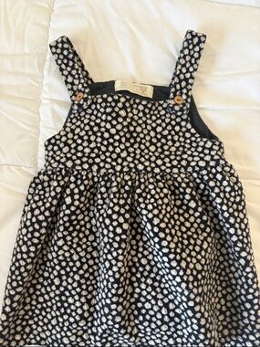 Zara Black and White Patterned Knit Pinafore Dress